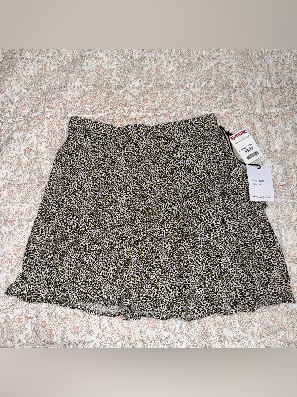 Leopard, Green and Black Printed Mini Skirt